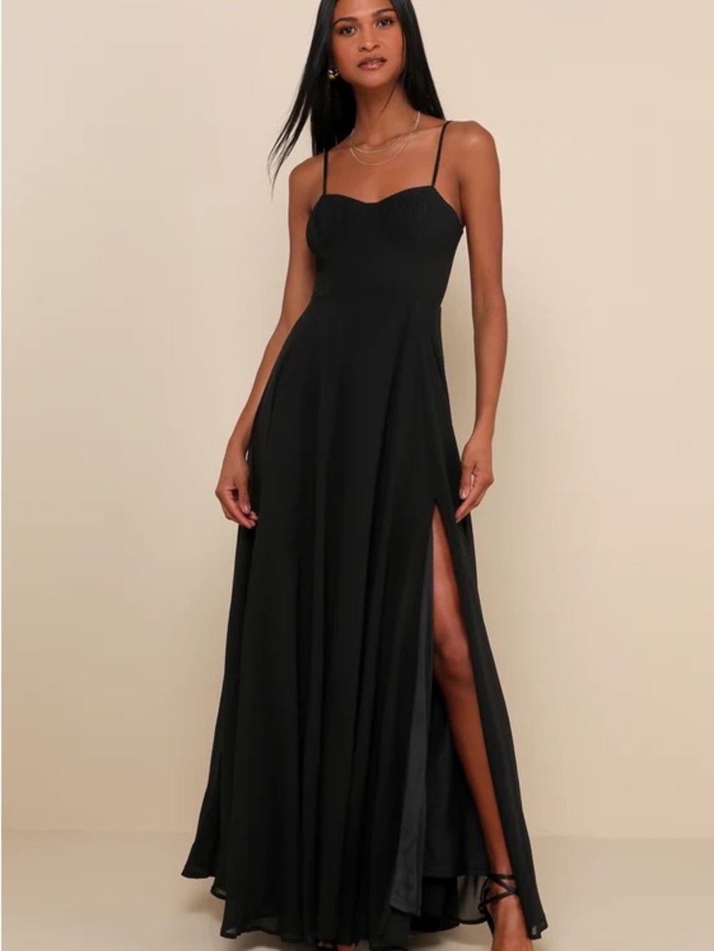 NWT Lulus Cause for Commotion Black Pleated Bustier Maxi Dress 2X
